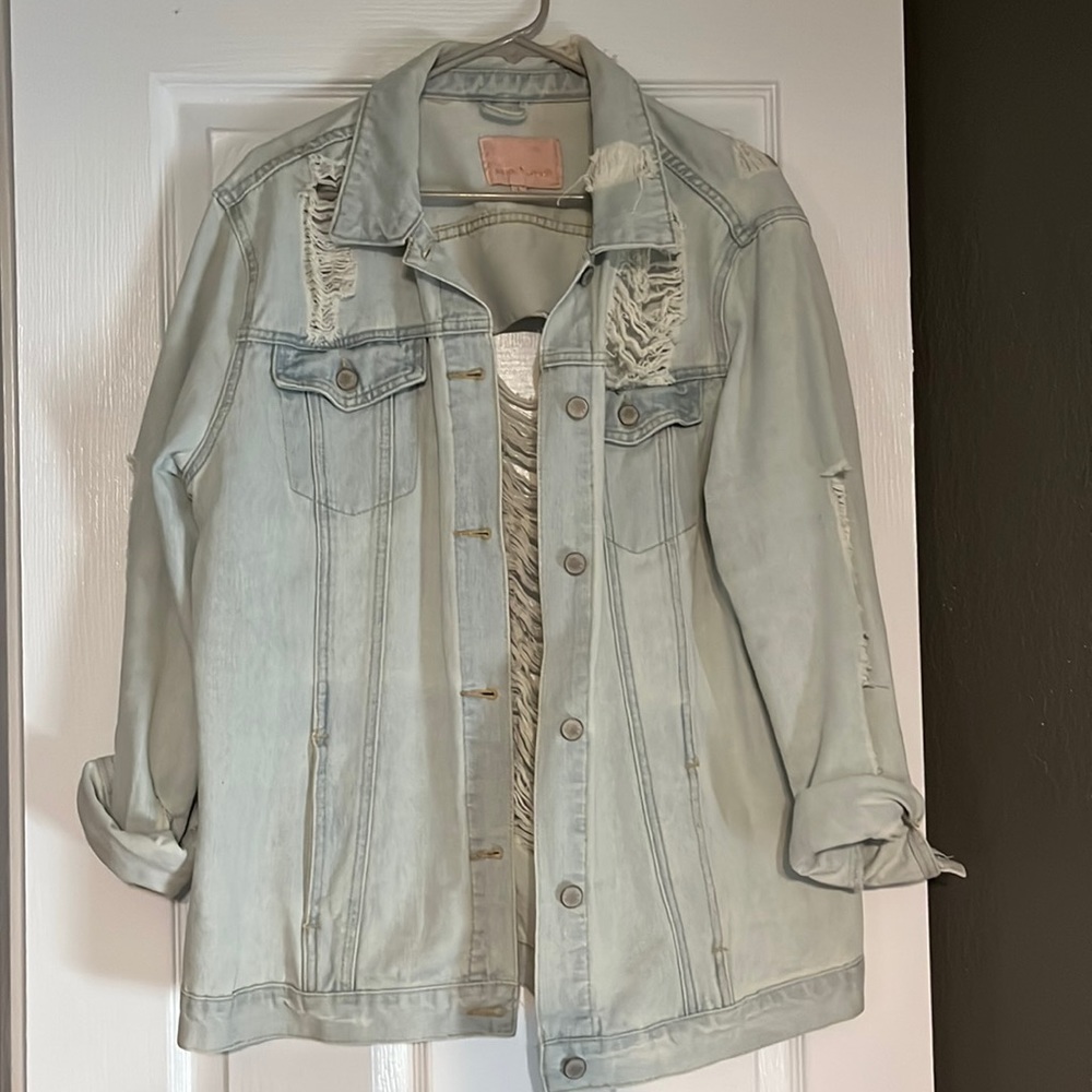 Oversized Large, light wash denim jacket